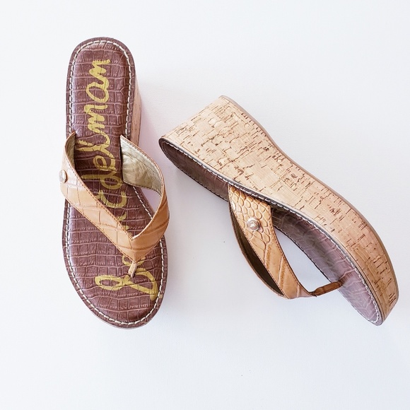 Sam Edelman Shoes - SAM EDELMAN Romy Wedge Croc Saddle Sandal Size 11